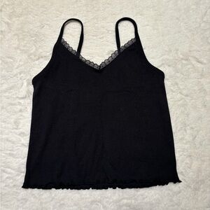 American Eagle Black Lace-Trim Cami